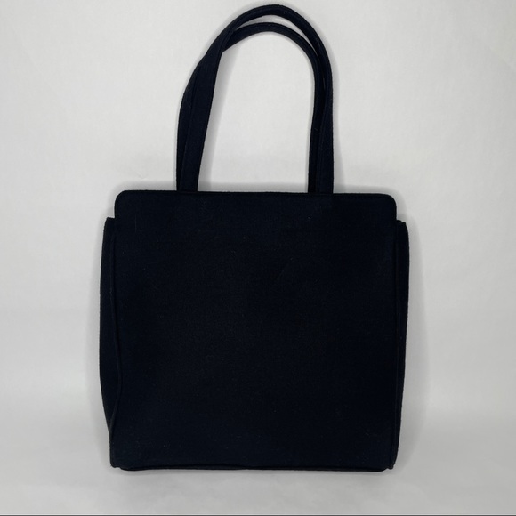 Lulu Guinness Tote Bag Black Blue Red Abstract Design Wool Shoulder Bag - Picture 3 of 14